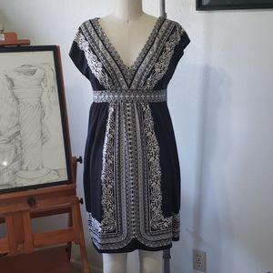 INC floral border print empire waist dress